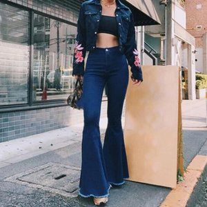 Solid Color Sexy High Waist Slim Bell-bottoms